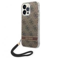 Guess - GUESS iPhone 14 Pro Max Skal 4G Print Strap - Brun