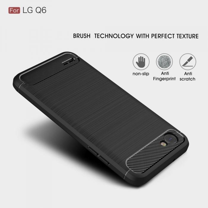 UTGATT4 - Carbon Brushed Mobilskal till LG Q6 - Bl