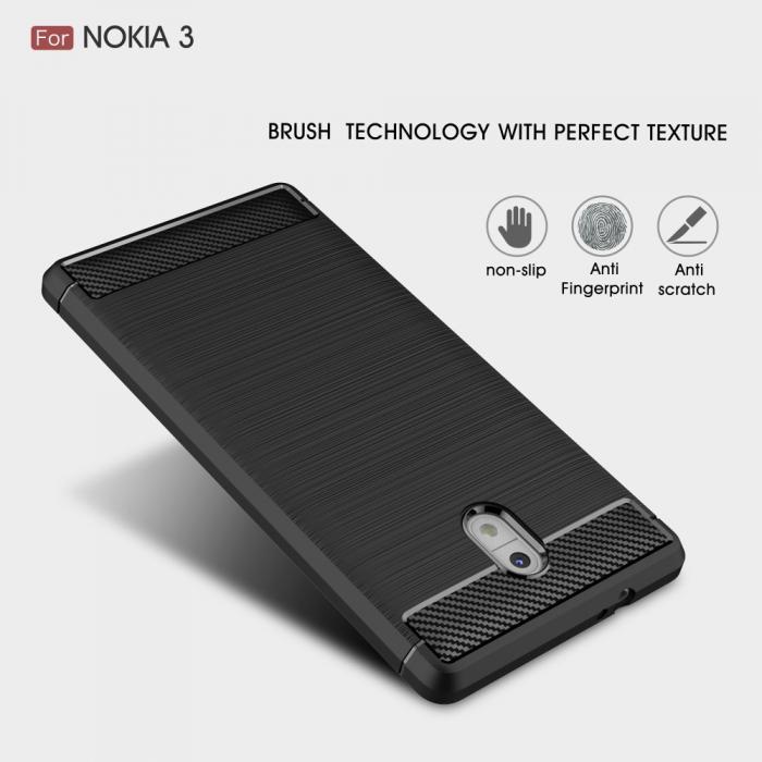 UTGATT4 - Carbon Brushed Skal till Nokia 3 - Bl