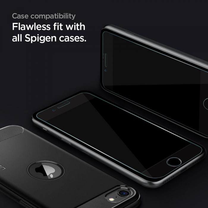 Spigen - Spigen Alm Fc Hrdat Glas Skrmskydd iPhone 7/8/SE (2020/2022) - Svart