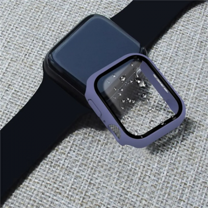 A-One Brand - 2-i-1 Skal med Hdat glas Apple Watch 7/8 (45mm) - Lila