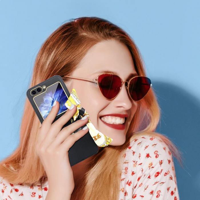 A-One Brand - Galaxy Z Flip 5 Mobilskal Handvska - Plaid Bl/Svart