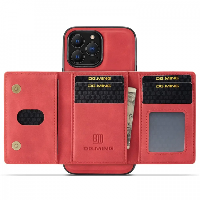 DG.MING - DG.Ming iPhone 14 Pro Max Mobilskal Korthllare - Rd