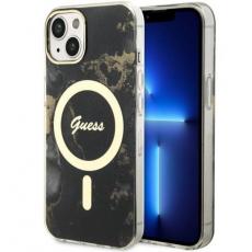 Guess - Guess iPhone 14 Mobilskal MagSafe Guld Marble - Svart