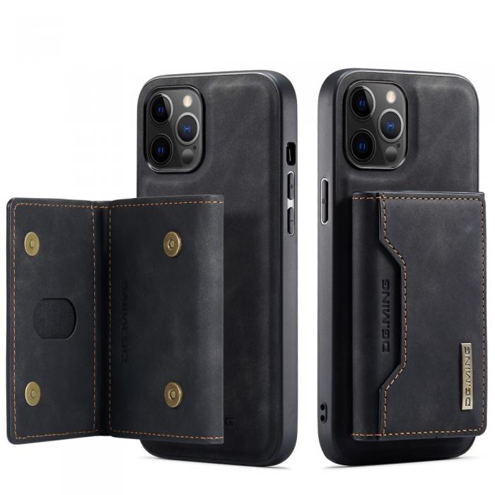 DG.MING - DG.MING iPhone 12 & 12 Pro Tri-fold Wallet Med Kickstand - Svart