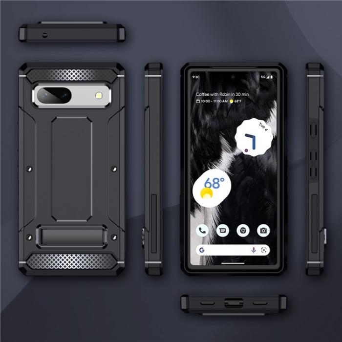 A-One Brand - Google Pixel 7a Mobilskal Kickstand Shockproof - Svart