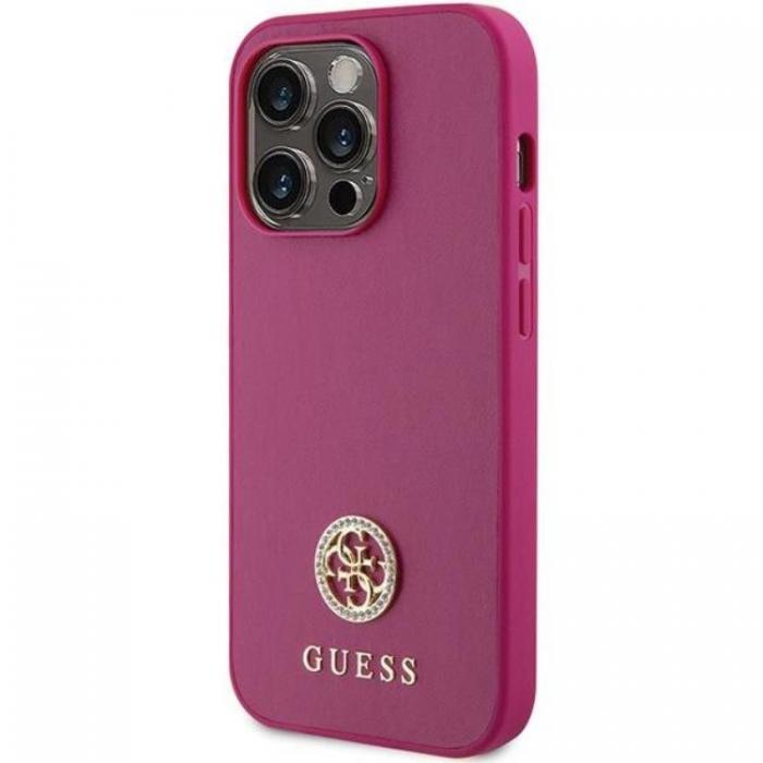 Guess - Guess iPhone 15 Pro Mobilskal Strass Metal Logo - Rosa