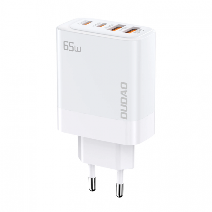 Dudao - Dudao Vggladdare A65EU GaN 2xUSB-A/2xUSB-C PD 65W - Vit