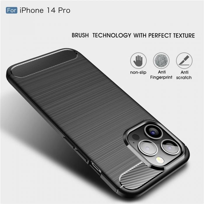 A-One Brand - iPhone 14 Pro Max Skal Carbon Fiber Texture TPU - Svart