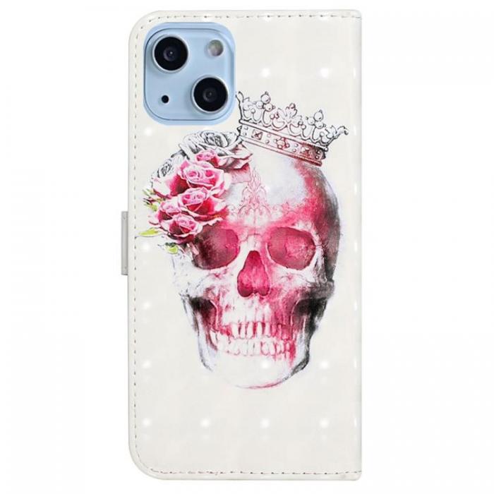 A-One Brand - iPhone 14 Plnboksfodral Folio Flip - Crown Skull