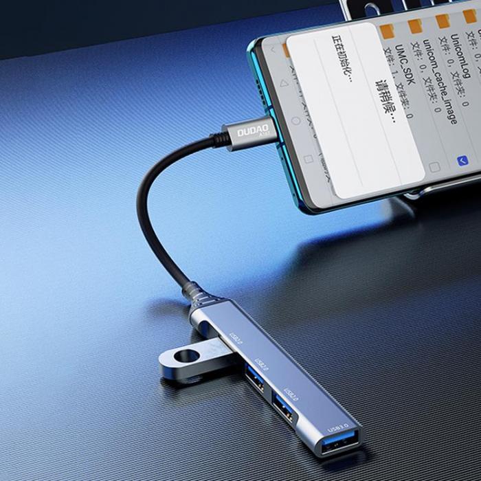 Dudao - Dudao 4in1 HUB USB-C Till 4x USB-A - Svart