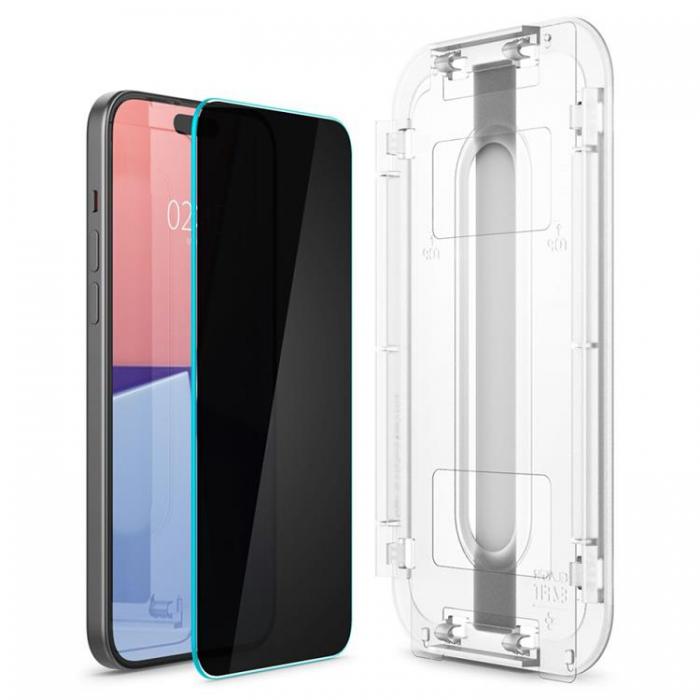 Spigen - [2-Pack] Spigen iPhone 15 Plus Hrdat Glas Skrmskydd Privacy