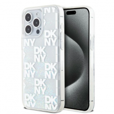 DKNY - DKNY iPhone 15 Pro Max Mobilskal Liquid Glitter Multi Logo - Vit