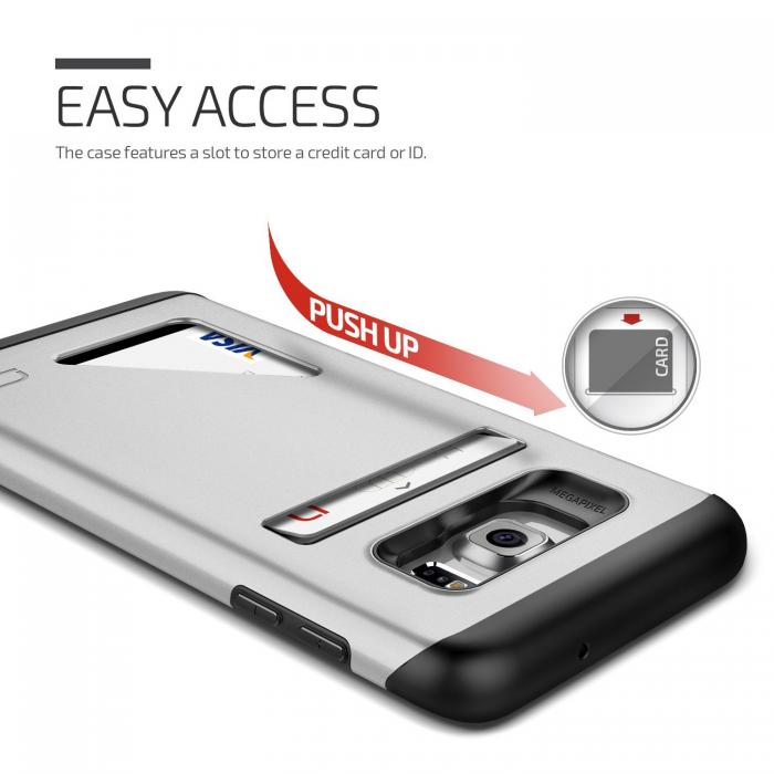 UTGATT5 - Lific Mighty Card Defense Skal till Samsung Galaxy S6 Edge Plus - Silver