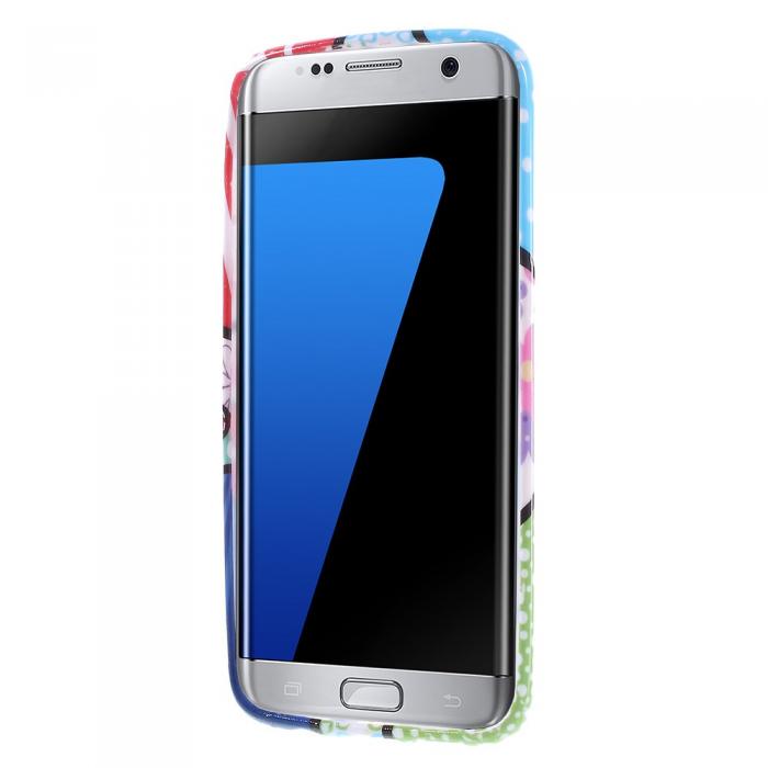 A-One Brand - Flexicase Skal till Samsung Galaxy S7 Edge - Blue Dot Flower