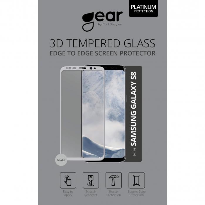 UTGATT1 - GEAR Hrdat Glas 3D Full Cover Samsung S8 - Silver