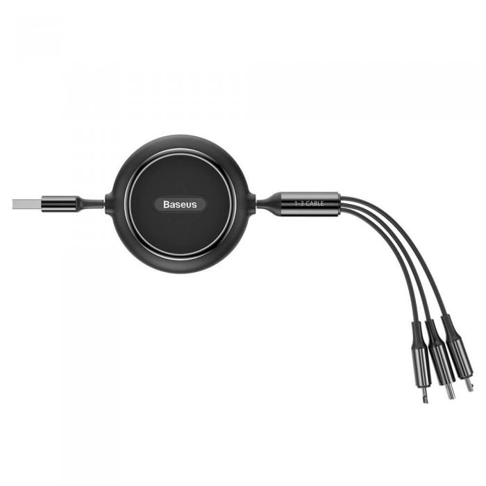 BASEUS - Baseus 3in1 microUSB/ lightning/ USB-C 120cm Golden Loop - Svart
