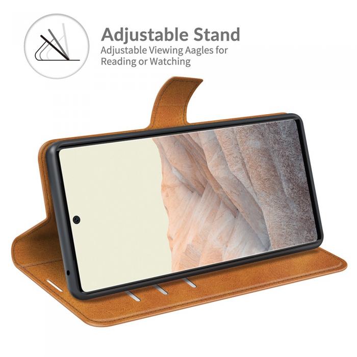 A-One Brand - Folio Flip Lder Plnboksfodral Google Pixel 6 - Brun