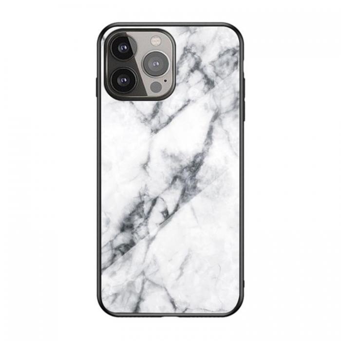 A-One Brand - Anti-Scratch Hrdat Glas Skrmskydd iPhone 13 Pro - Vit Marble