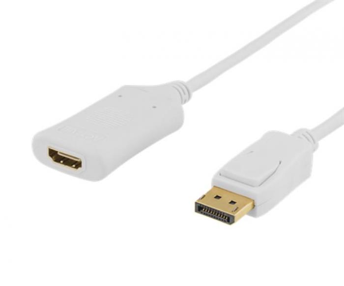 UTGATT5 - Deltaco DisplayPort till HDMI 2.0b-kabel, 1m - Vit