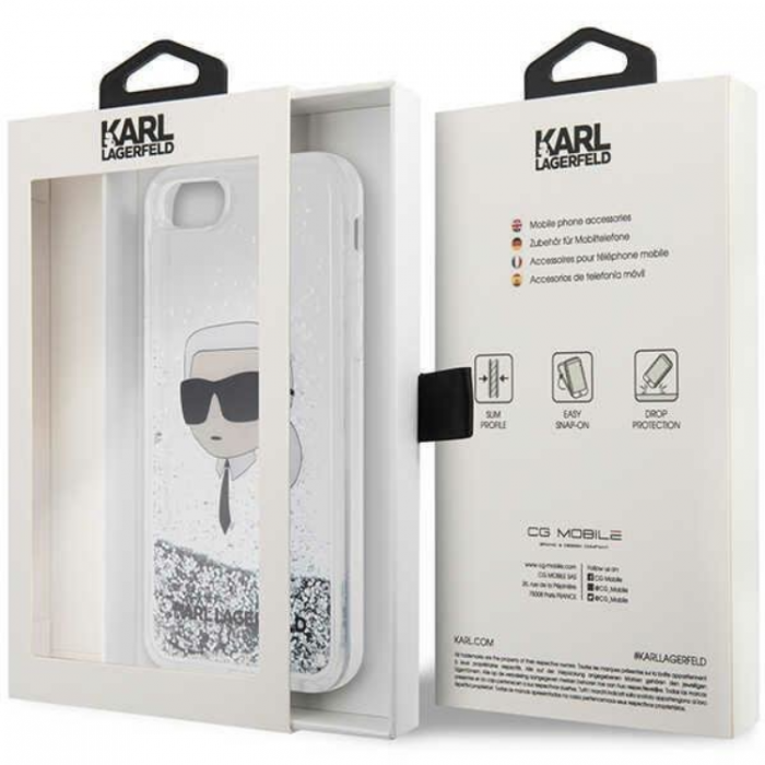 KARL LAGERFELD - Karl Lagerfeld iPhone 7/8/SE (2020/2022) Skal Liquid Glitter Choupette Head
