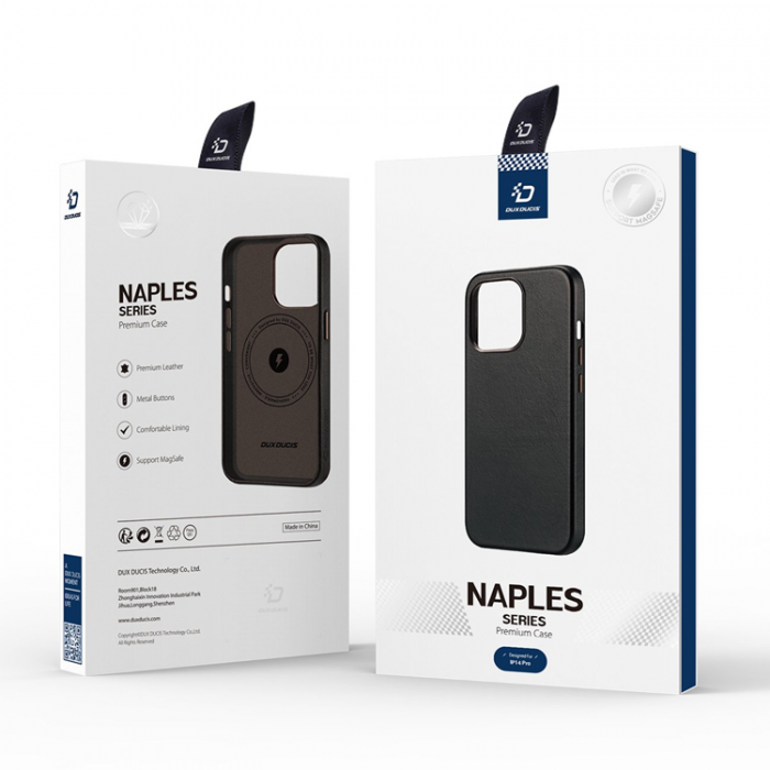 Dux Ducis - Dux Ducis iPhone 14 Pro Skal MagSafe Naples Lder - Mrkbrun