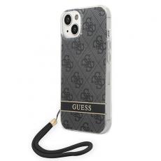 Guess - GUESS iPhone 14 Plus Skal 4G Print Strap - Svart