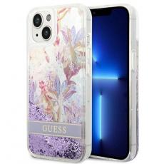 Guess - GUESS iPhone 14 Skal Flower Liquid Glitter - Lila