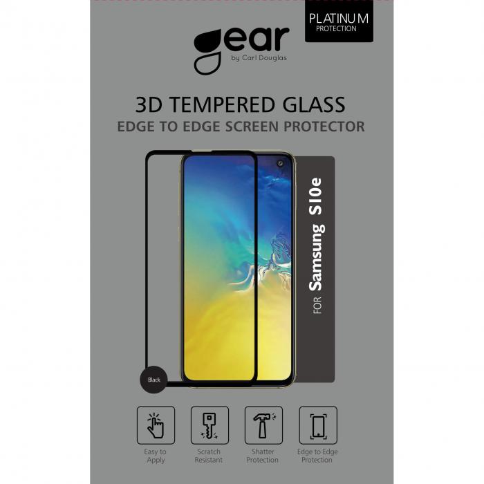 UTGATT5 - GEAR Hrdat Glas 3D Gum Full Cover Svart Samsung S10e Incl. Monteringsram