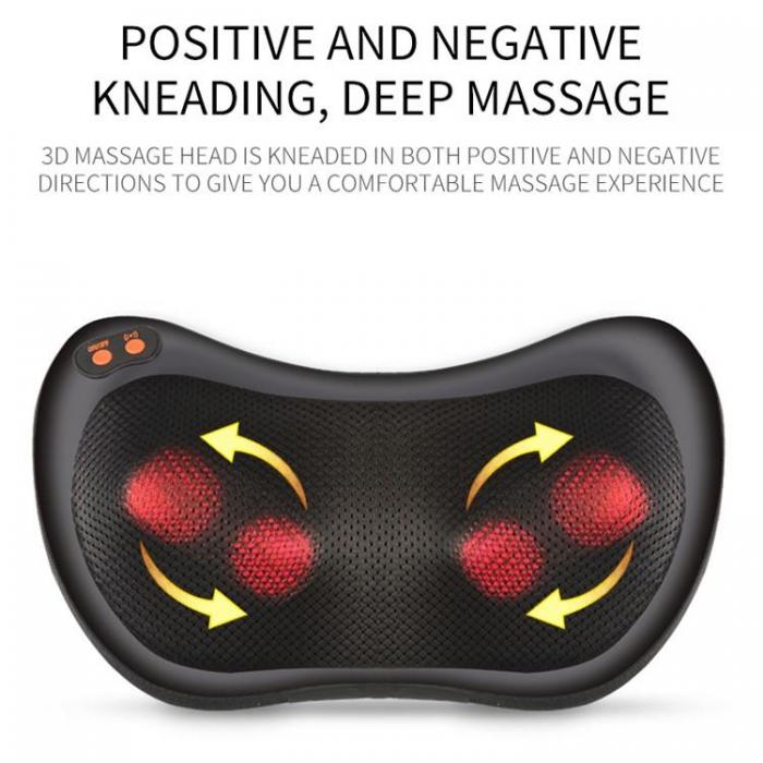 A-One Brand - 4-Node Massagekudde med Vrme Plug-in - Svart