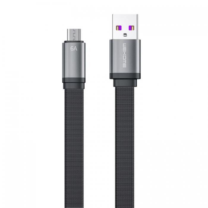 UTGATT5 - WK Design King Kong 2nd Gen Series Flat Micro-USB Kabel 6A 1.3m - Svart