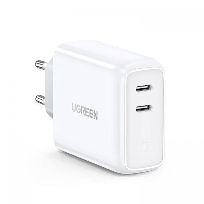 Ugreen - Ugreen Fast Vggladdare 2x USB Type-C 36 W - Vit