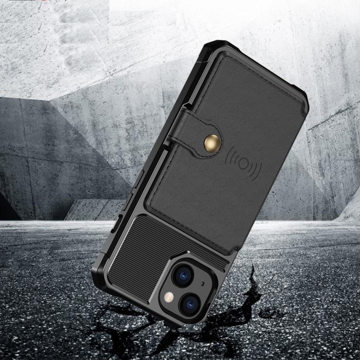 A-One Brand - Magnetisk Mobilskal med kortplatser iPhone 13 Mini - Svart
