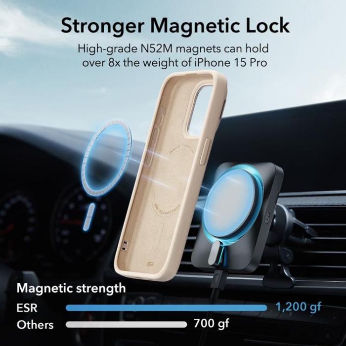 ESR - ESR iPhone 15 Pro Mobilskal Magsafe Cloud Kickstand - Beige