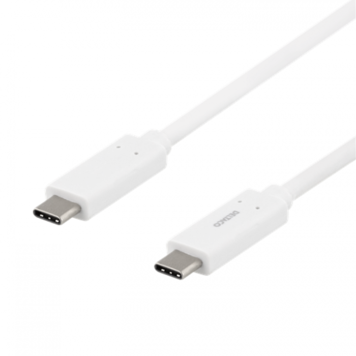 UTGATT1 - Deltaco USB-C till USB-C Kabel 0.5m 3A - Vit