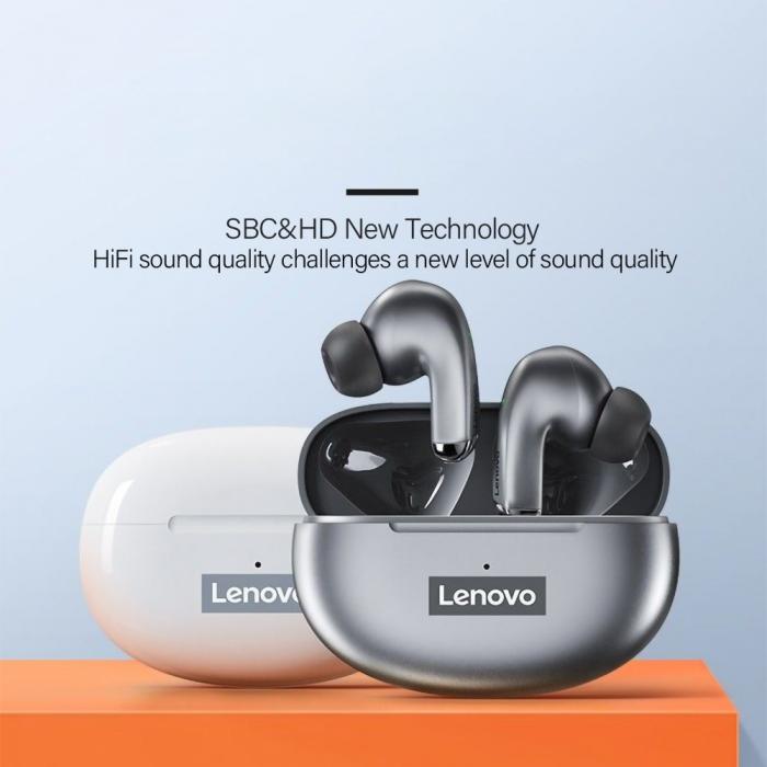 Lenovo - LENOVO LivePods LP5 TWS Thinkplus Bluetooth Trdlsa Hrlurar - Silver