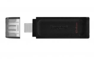 Kingston - Kingston USB-C DT70 64GB Svart Pendrive