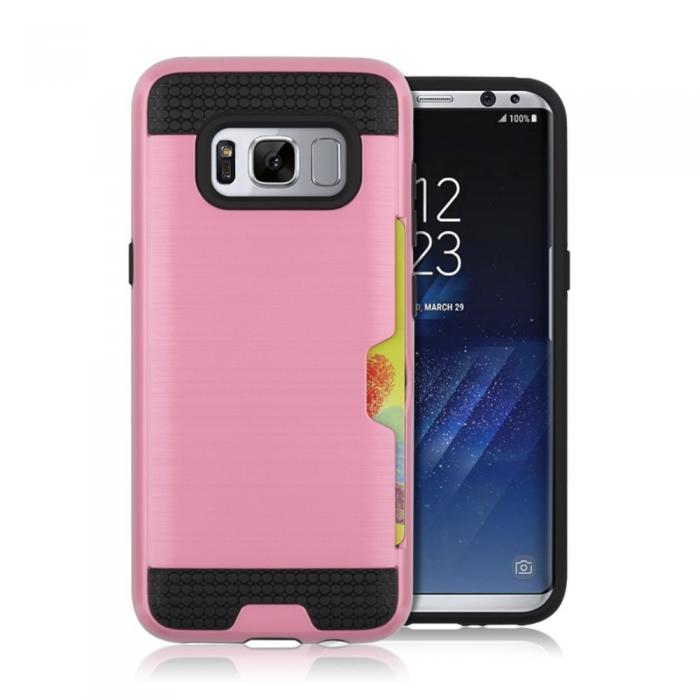 UTGATT5 - Brushed Combo Mobilskal med kortplats Samsung Galaxy S8 Plus - Rosa