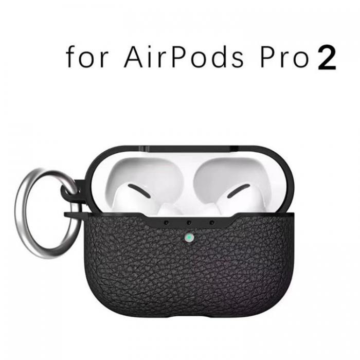 A-One Brand - AirPods Pro 2 Skal Litchi Texture TPU - Svart