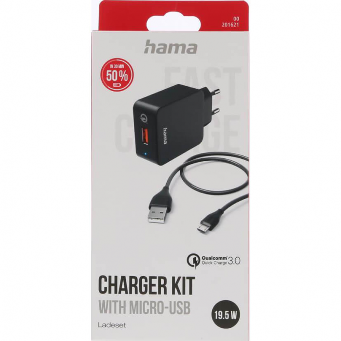 Hama - HAMA Laddare Micro-USB 220V 1.5m - Svart