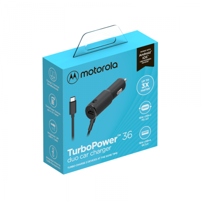 UTGATT1 - Motorola TurboPower 36 Dual Port Billaddare med USB-C