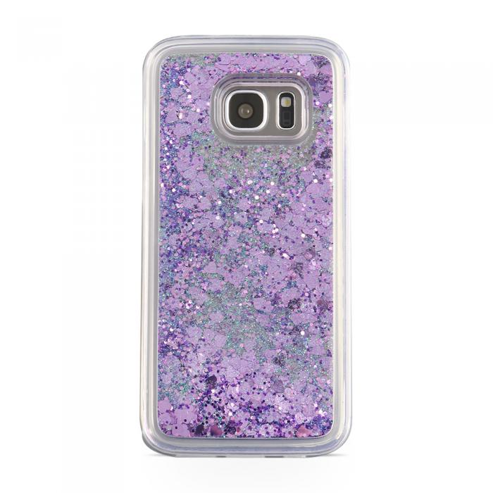 UTGATT5 - Glitter skal till Samsng Galaxy S7 Edge - White Flowers