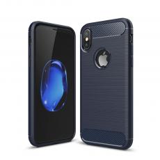 A-One Brand - Carbon Fiber Brushed Mobilskal till iPhone XS / X - Blå