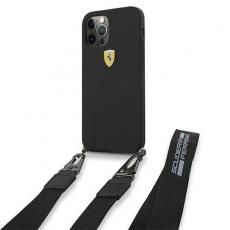Ferrari - Ferrari Skal iPhone 12 & 12 Pro On Track Silikon med strap - Svart