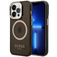 Guess - GUESS iPhone 14 Pro Max Skal Magsafe Gold Outline Translucent - Svart