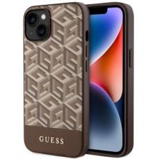 Guess - Guess iPhone 14 Plus Mobilskal MagSafe GCube Stripes - Brun