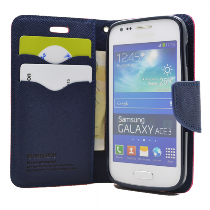 UTGATT1 - Mercury Fancy Diary Plnboksfodral till Samsung Galaxy Ace 3 S7272 (Magenta)