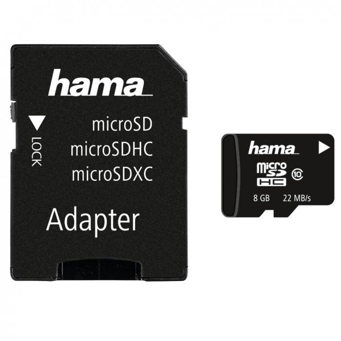 UTGATT5 - HAMA Minneskort MicroSDHC 8GB Class 10 22MB/s Adapter