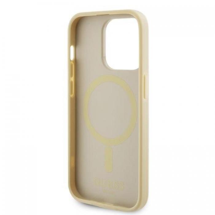 Guess - Guess iPhone 15 Pro Mobilskal Magsafe Saffiano - Guld