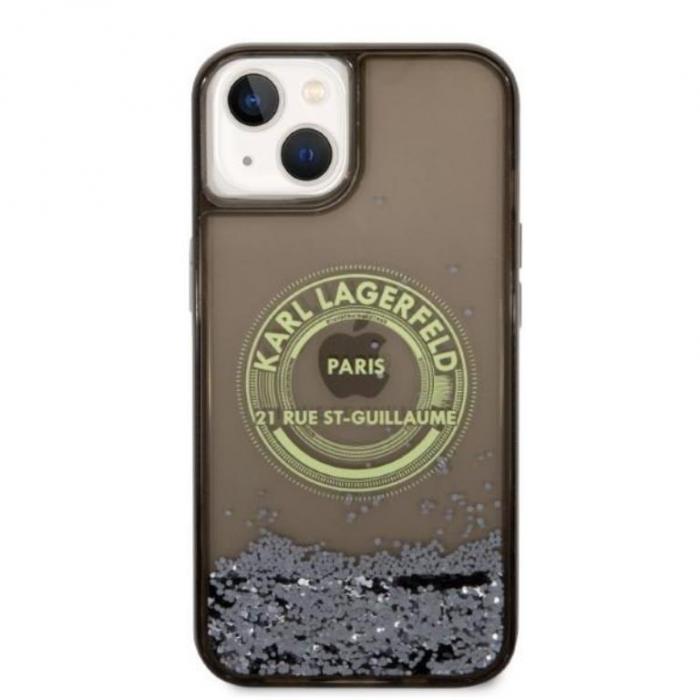 KARL LAGERFELD - Karl Lagerfeld iPhone 14 Skal Liquid Glitter RSG - Svart